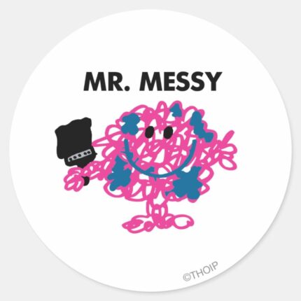Mr. Messy Holding A Paintbrush Classic Round Sticker
