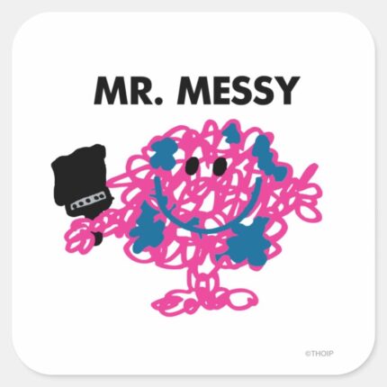 Mr. Messy Holding A Paintbrush Square Sticker