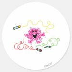 Mr. Messy Playing With Crayons Classic Round Sticker