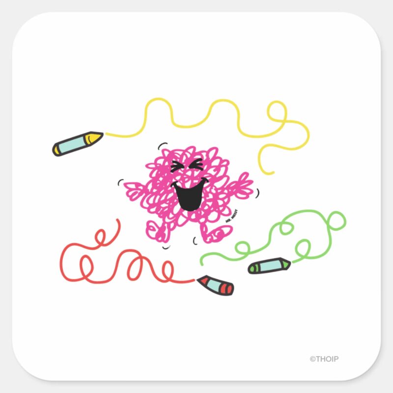 Mr. Messy Playing With Crayons Square Sticker Mr. Messy Playing With Crayons Square Sticker