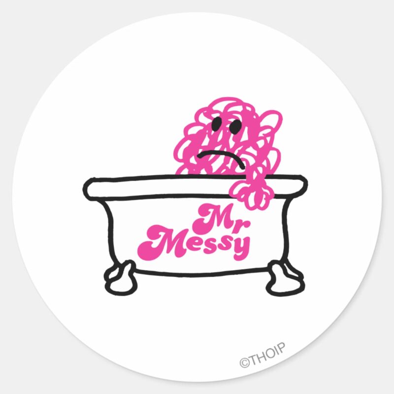 Mr. Messy Bathtub Logo Classic Round Sticker Mr. Messy Bathtub Logo Classic Round Sticker
