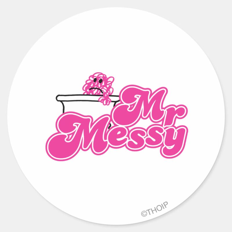 Mr. Messy Bathtub Soaking Classic Round Sticker Mr. Messy Bathtub Soaking Classic Round Sticker