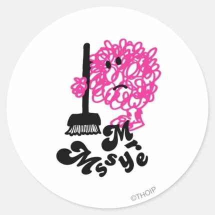 Mr. Messy Broom Name Classic Round Sticker