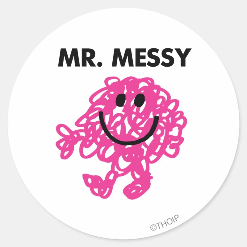 Mr. Messy Classic Pose Classic Round Sticker Mr. Messy Classic Pose Classic Round Sticker