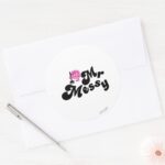 Mr. Messy Cleaning With Broom Classic Round Sticker