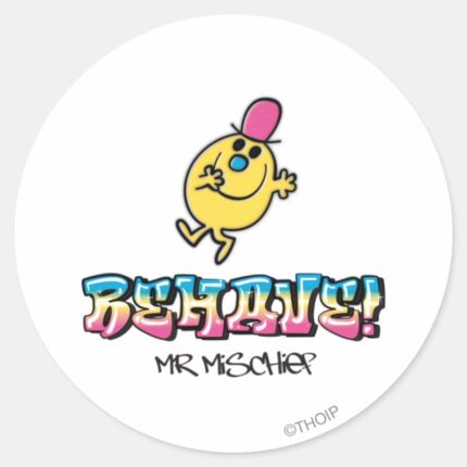 Mr. Mischief Behave Classic Round Sticker