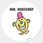 Mr. Mischief Smiling Gleefully Classic Round Sticker