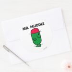 Mr. Muddle Walking Backwards Classic Round Sticker