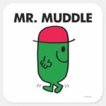 Mr. Muddle Walking Backwards Square Sticker