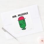 Mr. Muddle Walking Backwards Square Sticker