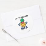Mr. Nonsense Funny Outfit Classic Round Sticker
