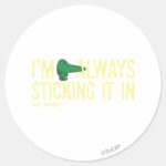 Mr. Nosey Nosing Around Yellow Lettering Classic Round Sticker