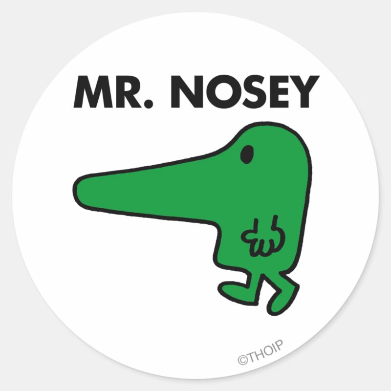 Mr. Nosey Leading By A Nose Classic Round Sticker Mr. Nosey Leading By A Nose Classic Round Sticker