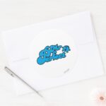 Mr. Perfect Large Blue Letters Classic Round Sticker
