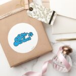 Mr. Perfect Large Blue Letters Classic Round Sticker