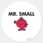 Mr. Small Waving Hello Classic Round Sticker