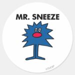 Mr. Sneeze Jagged Edged Body Classic Round Sticker