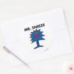 Mr. Sneeze Jagged Edged Body Classic Round Sticker