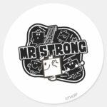 Mr. Strong Black White Classic Round Sticker