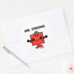 Mr. Strong Lifting Weights Classic Round Sticker