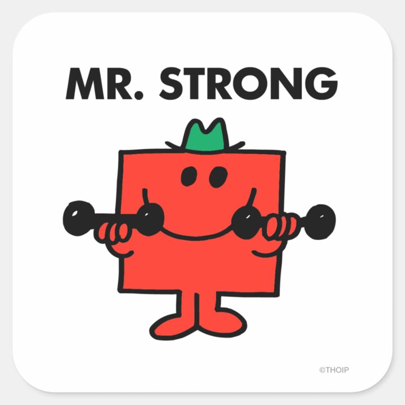 Mr. Strong Lifting Weights Square Sticker Mr. Strong Lifting Weights Square Sticker
