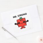 Mr. Strong Lifting Weights Square Sticker