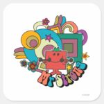 Mr. Strong Psychedelic Swirls Stars Flowers Square Sticker
