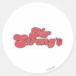 Mr. Strong Red Lettering Classic Round Sticker