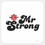 Mr. Strong Weights Bubble Lettering Square Sticker