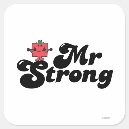 Mr. Strong Weights Bubble Lettering Square Sticker