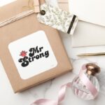 Mr. Strong Weights Bubble Lettering Square Sticker