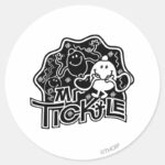 Mr. Tickle Black White Fun Classic Round Sticker