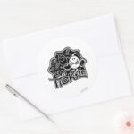 Mr. Tickle Black White Fun Classic Round Sticker
