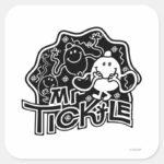Mr. Tickle Black White Fun Square Sticker