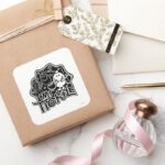 Mr. Tickle Black White Fun Square Sticker