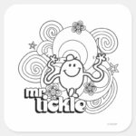 Mr. Tickle Black White Swirls Stars Square Sticker