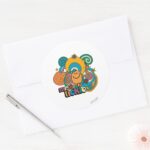 Mr. Tickle Psychedelic Swirls Stars Flowers Classic Round Sticker