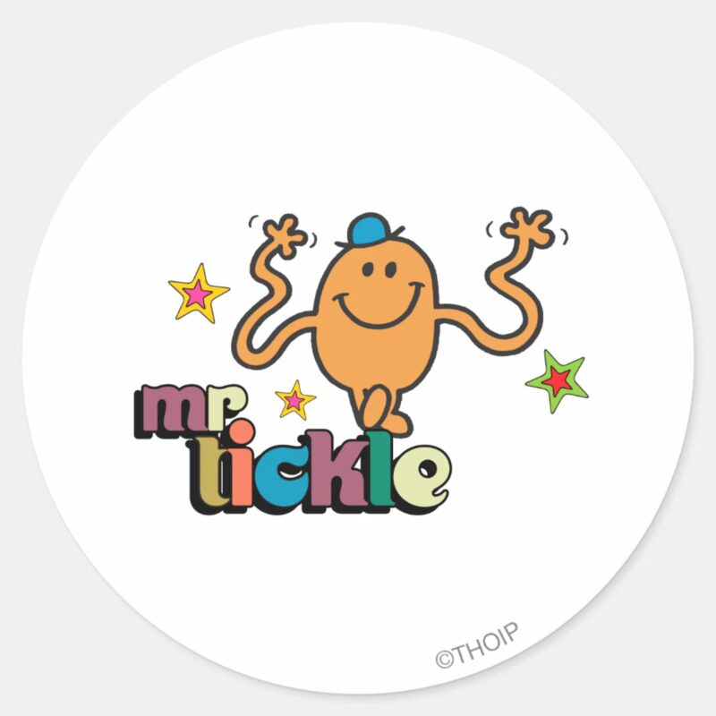 Mr. Tickle Sparkling Stars Classic Round Sticker Mr. Tickle Sparkling Stars Classic Round Sticker