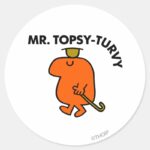 Mr. Topsy Turvy Upside Down Hat Cane Classic Round Sticker