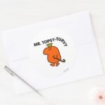 Mr. Topsy Turvy Upside Down Hat Cane Classic Round Sticker