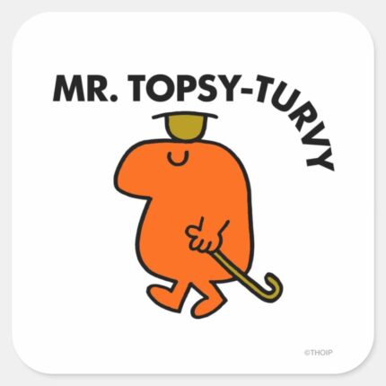 Mr. Topsy Turvy Upside Down Hat Cane Square Sticker