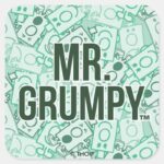 Mr Grumpy Green Name And Character Toss Pattern Square Sticker