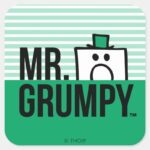 Mr Grumpy Peeking Head Over Name Square Sticker