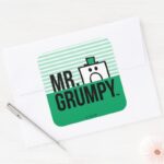 Mr Grumpy Peeking Head Over Name Square Sticker