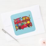 Mr Men Little Miss Bus Square Sticker