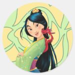 Mulan And Mushu Classic Round Sticker