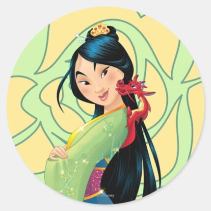 Mulan And Mushu Classic Round Sticker