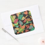 Muppets Tropical Kermit Animal Pattern Square Sticker