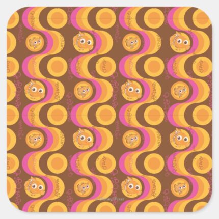 Nemo Retro Pattern Square Sticker