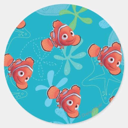 Nemo Teal Pattern Classic Round Sticker